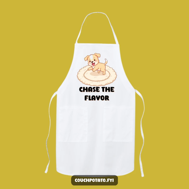 Funny Puppy Tail Chase Apron: Chef Puppy Playing, Hilarious Kitchen Gift