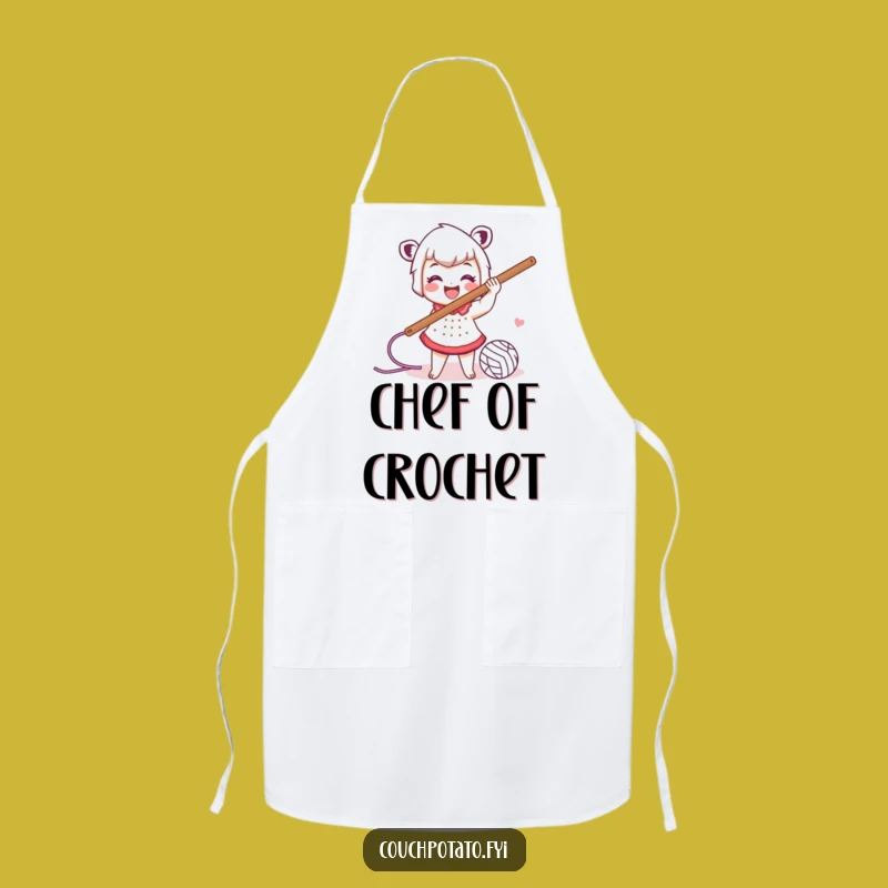 Funny Crocheter's Work Apron: Energetic Yarn Swinging Style