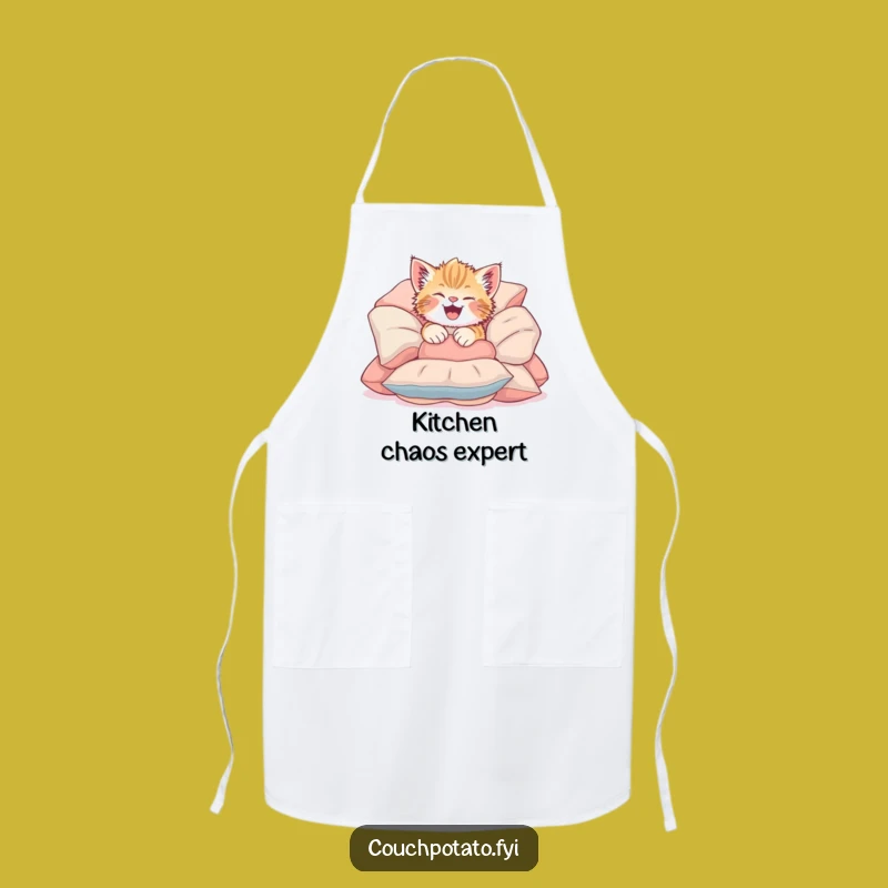 Funny Giggling Kitten Apron: Playful Chef's Tumble for Kitchen Fun Gift