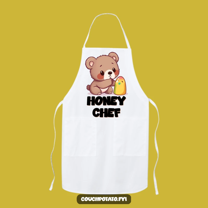 Funny Bear Cub Curiosity Apron: Chef's Humorous Kitchen Wear for Little Explorers