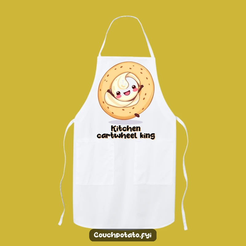 Funny Cream Cheese Cartwheel Apron: Cook Up Laughs with Breakfast Flair!