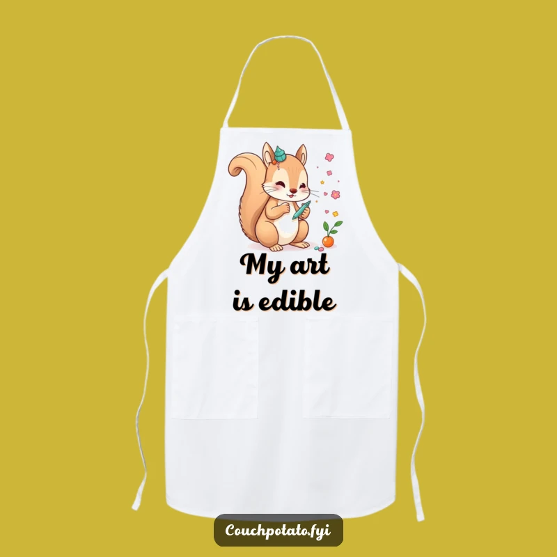 Funny Creative Squirrel Art Apron: Whimsical Squirrel Crafting Kitchen Apron