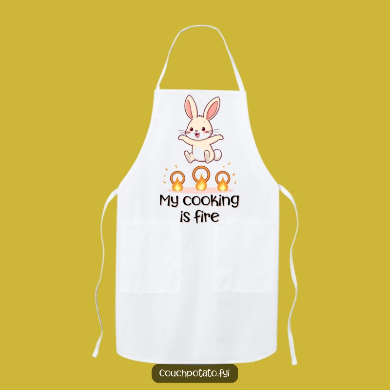 Funny Rabbit Fiery Hoop Apron: Cook with Courage, Hilarious Kitchen Fun, Ideal Funny Gift