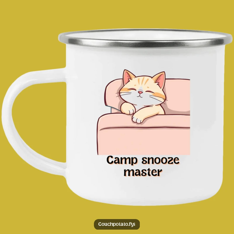 Funny Content Cat Campfire Mug - Relaxed Pet Outdoor Drinkware