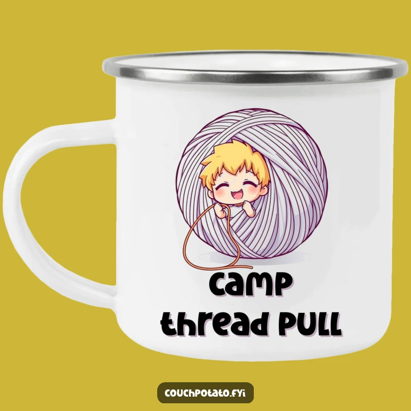 Funny Giant Yarn Camp Mug: Endless Thread Outdoor Crafting Gift