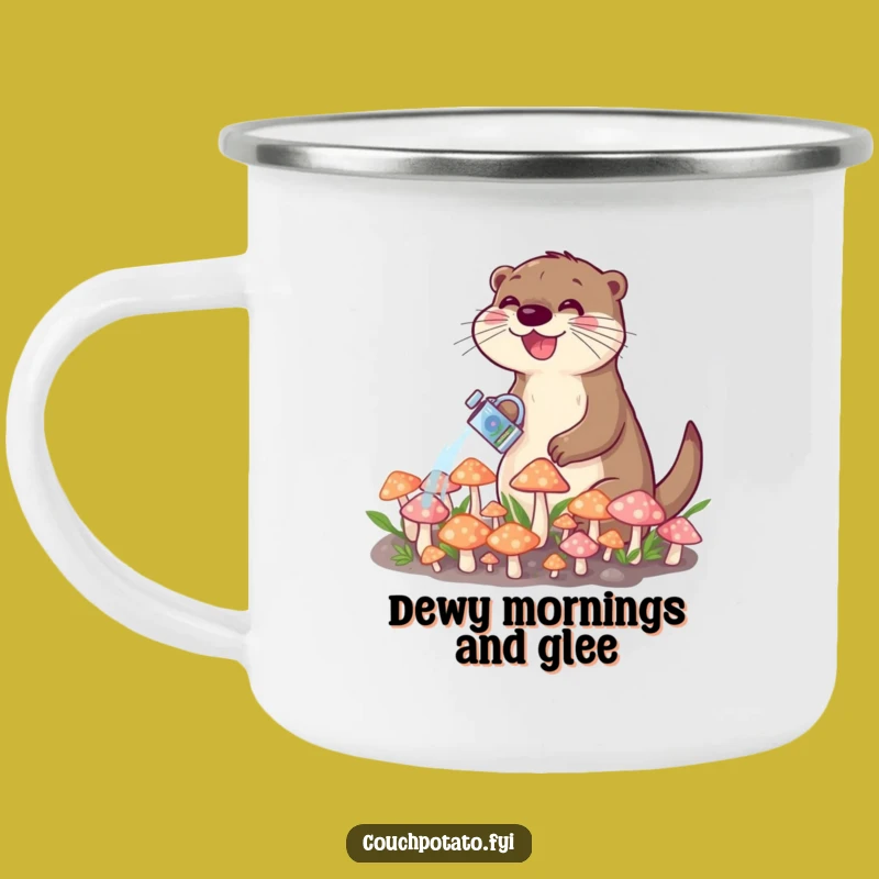 Funny Otter Watering Mushrooms Camping Mug: Durable & Adorable Outdoor Gift