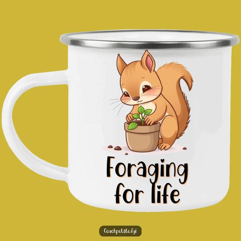 Funny Squirrel Planter Camping Mug - Focused Sprout Outdoor Gift for Campers