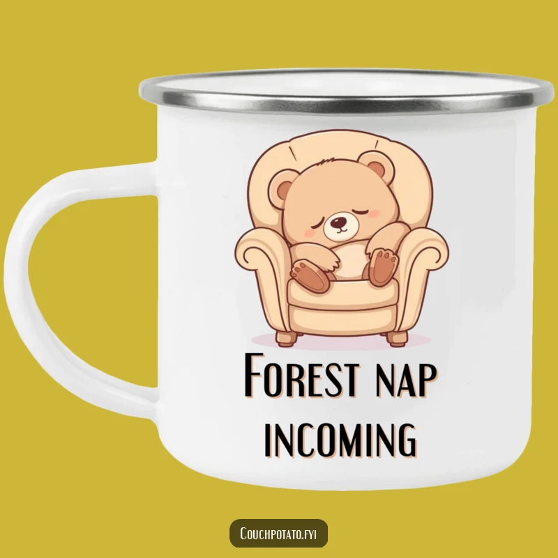 Funny Sleepy Bear Camping Mug: Luxurious Comfort for Your Outdoor Relaxation Gift