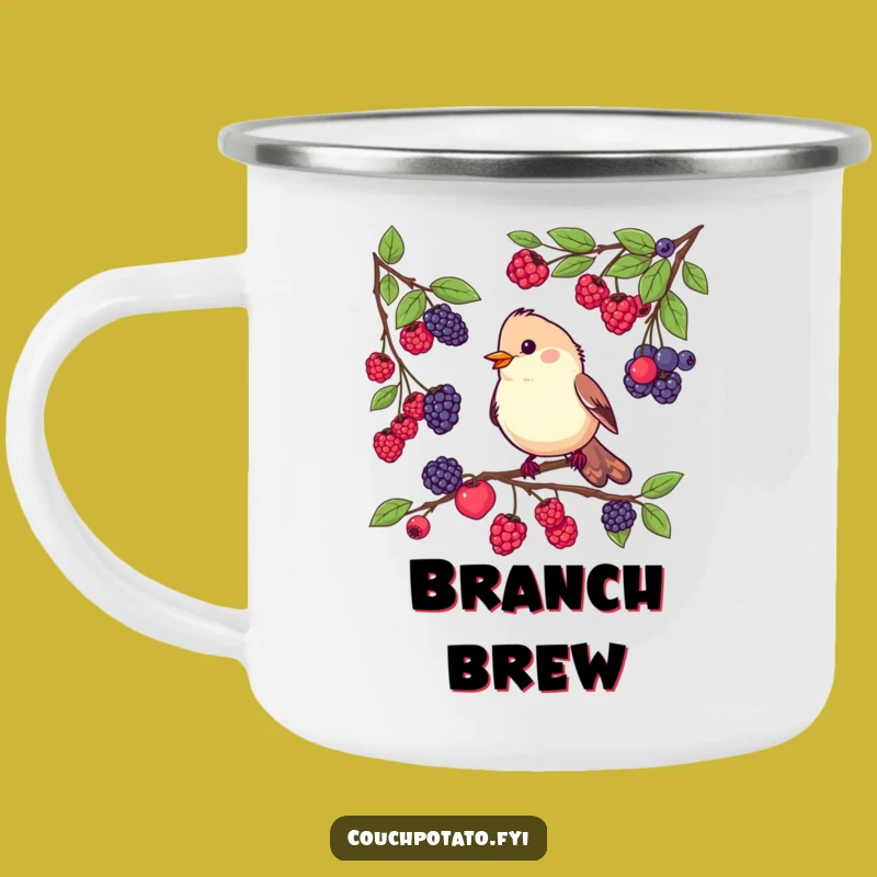 Funny Bird Berry Tasting Camping Mug: Durable Outdoor Cup for Avian Enthusiasts