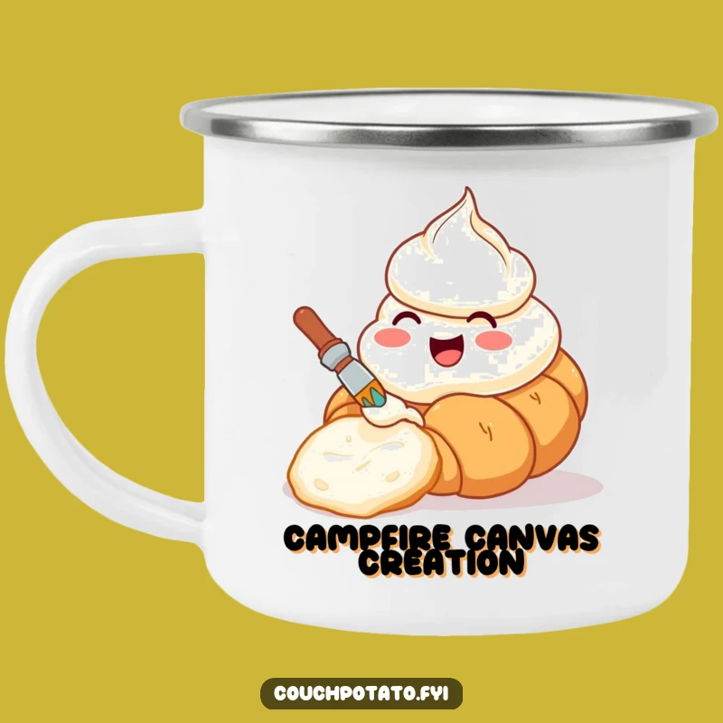 Funny Cream Cheese Croissant Camp Mug - Artful Sips Outdoors, Hilarious Gift