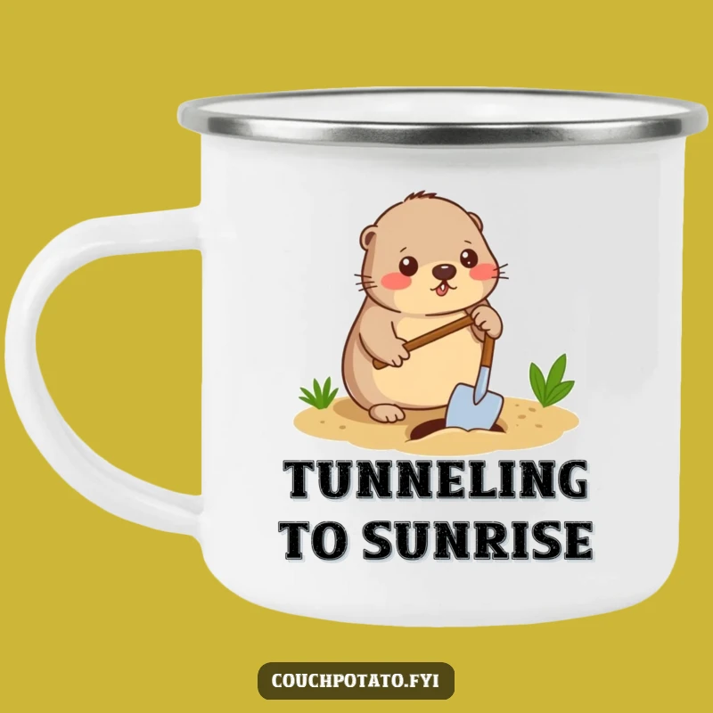 Funny Mole Digger Camping Mug - Diligent Spading Outdoor Gift for Workers