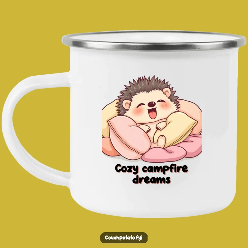 Funny Yawning Hedgehog Camping Mug: Durable Hedgehog Relaxing, Hilarious Outdoor Gift