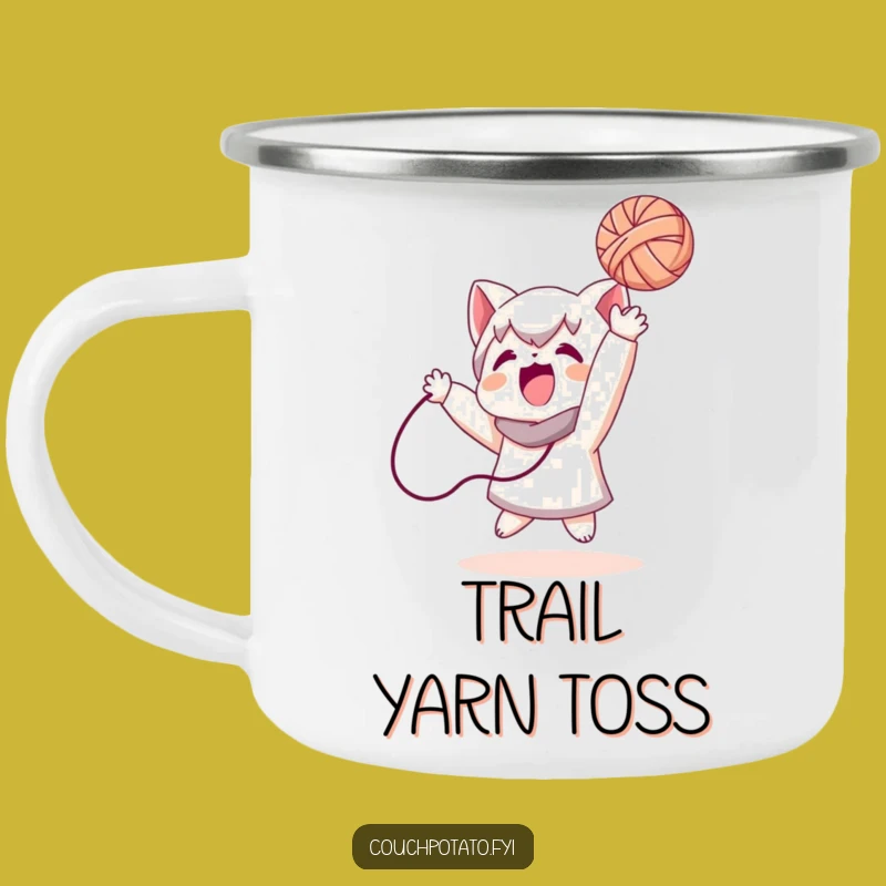 Funny Yarn Toss Camping Mug: Durable Character Design, Perfect Gift for Outdoor Crafters