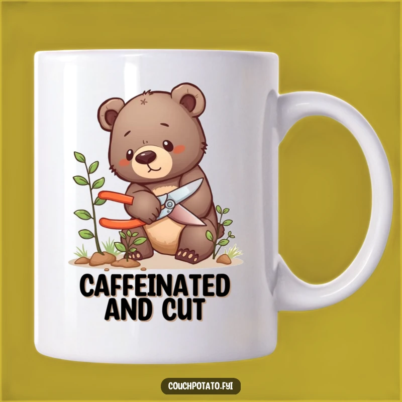 Funny Bear Cub Pruning Mug: Tiny Gardener, Perfect Budding Horticulturist's Hilarious Gift