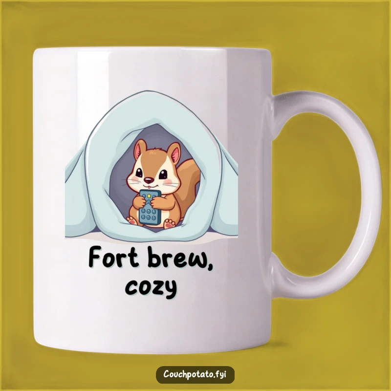 Funny Squirrel Blanket Fort Mug - Cozy Gamer Character Gift