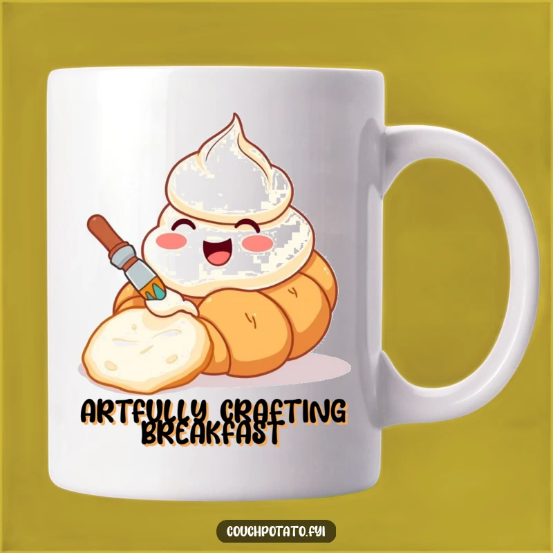 Funny Delighted Cream Cheese Croissant Painter Mug - Artistic Humorous Gift