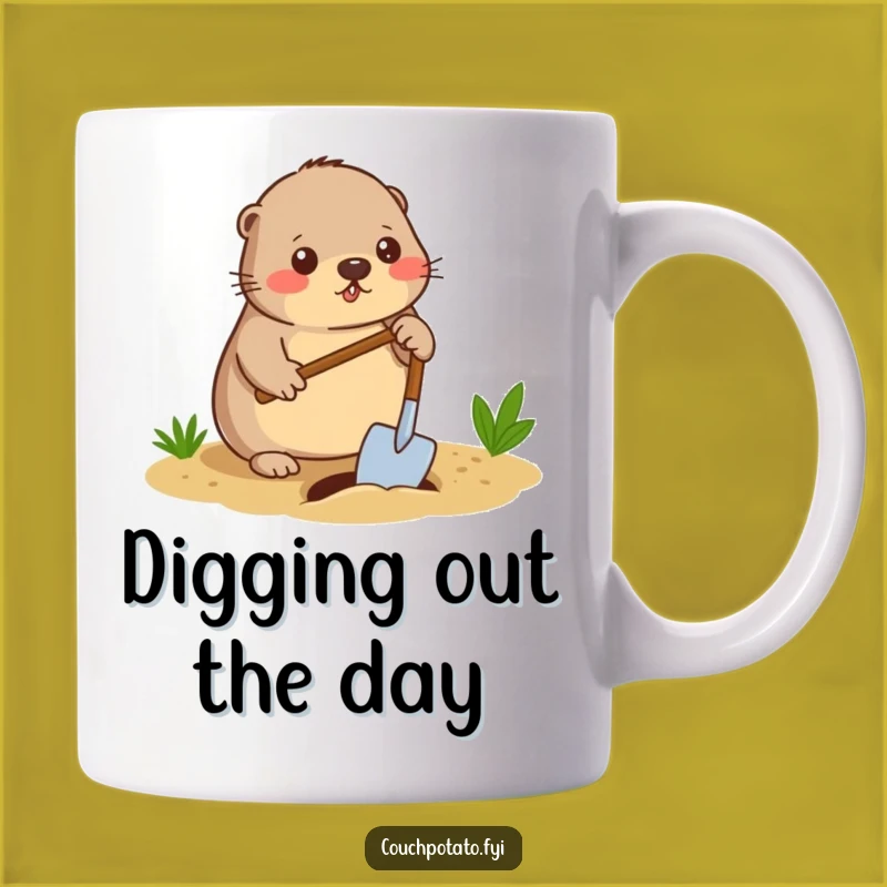 Funny Mole Digger Mug - Diligent Gardener Gift for Construction Lovers
