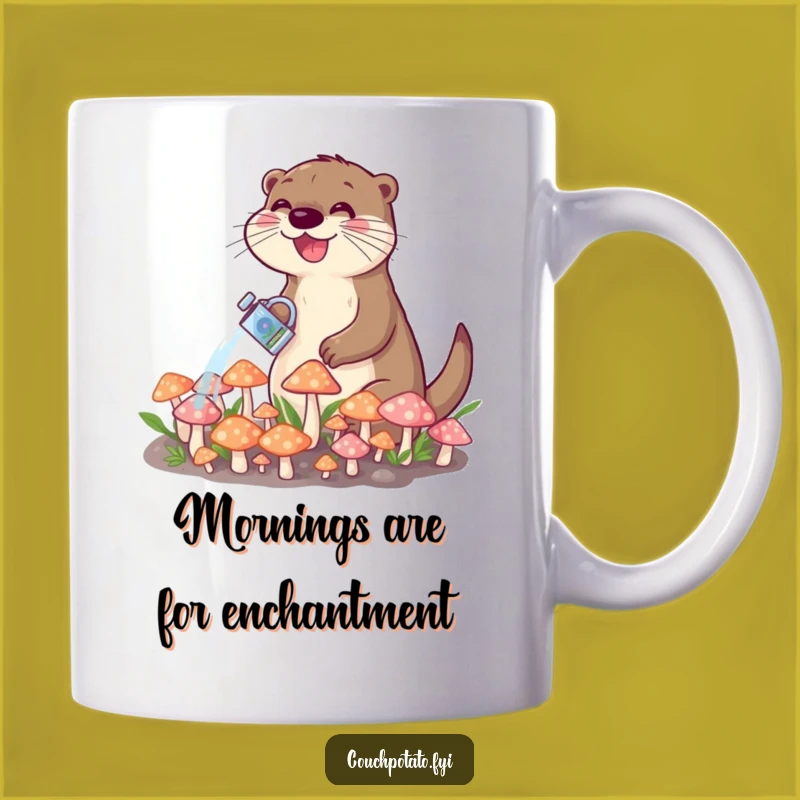 Funny Otter Watering Mushrooms Mug: A Joyful Brew Gift For Nature Lovers