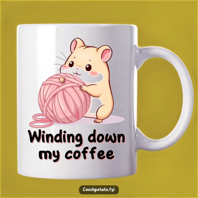 Funny Playful Hamster Yarn Mug: Whimsical Hamster Crafting Gift for Knitters