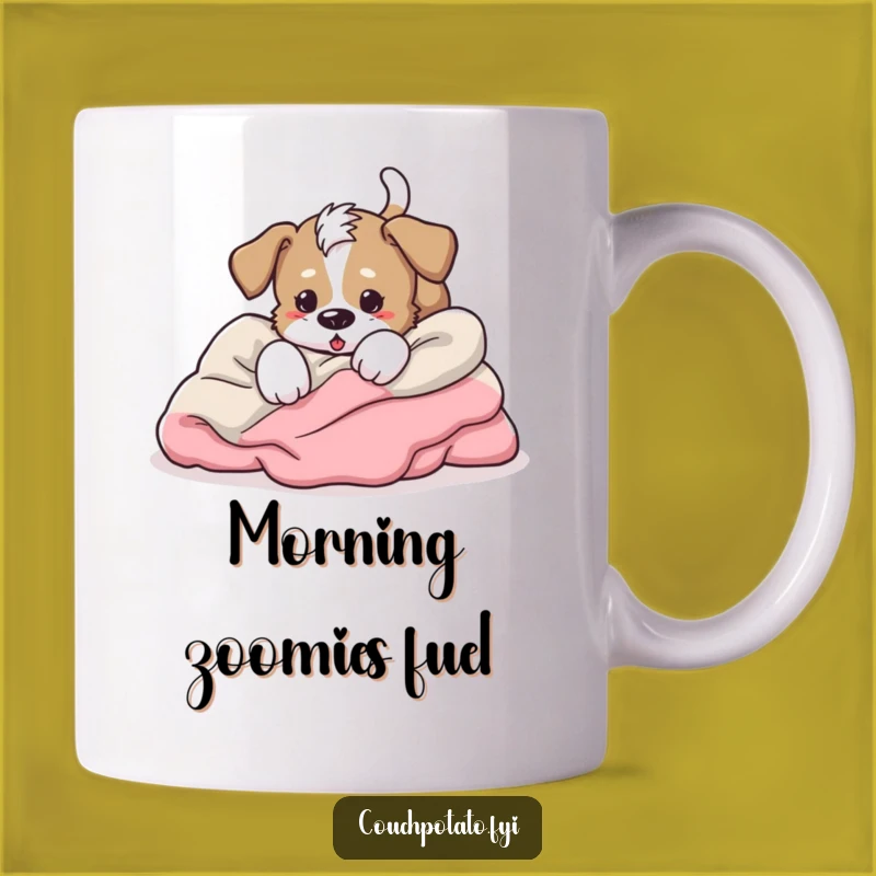Funny Energetic Puppy Blanket Dive Mug - Playful Dog Character Gift