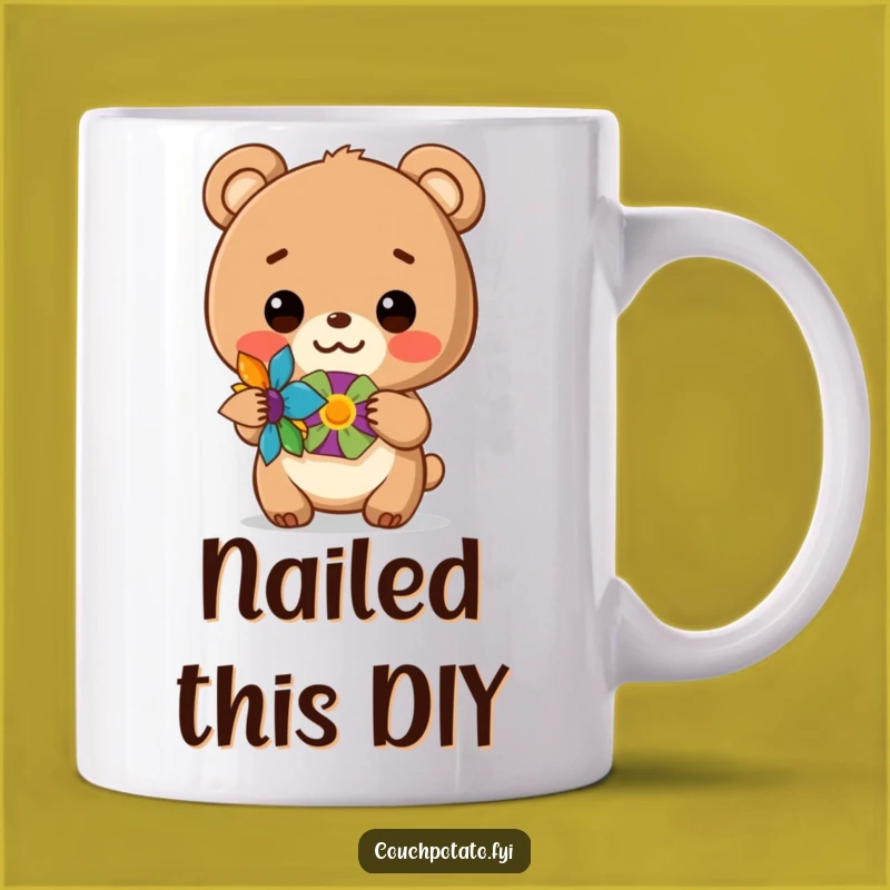 Funny Bear Cub Crafting Mug - Adorable Handmade Gift for Crafters