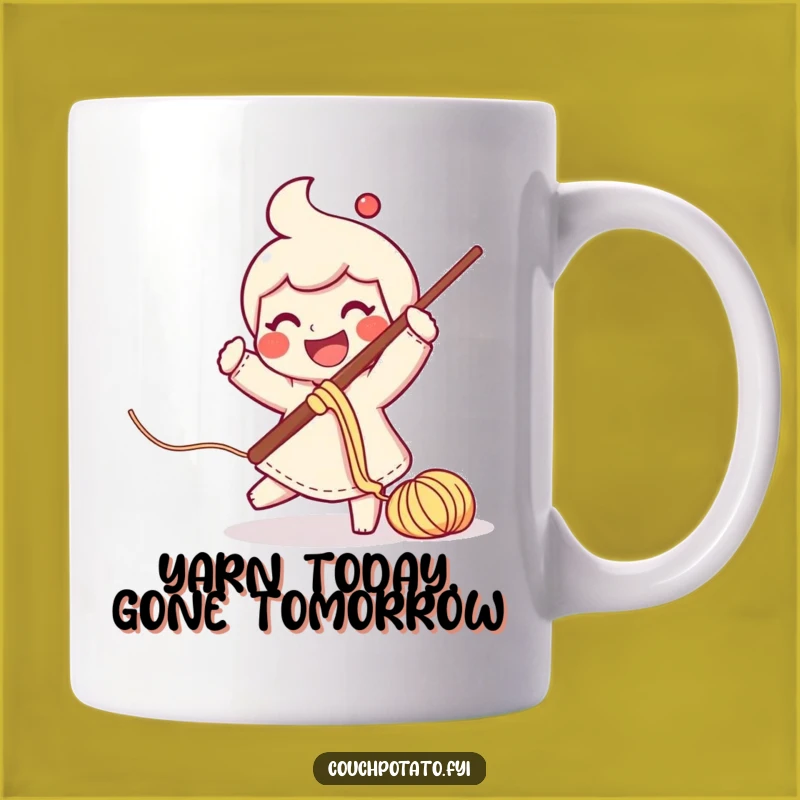 Funny Yarn Swinging Crochet Mug: Hilarious Gift for Crafty Creators!