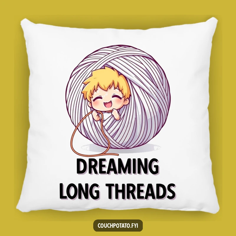 Funny Giant Yarn Accent Pillow: Endless Thread Comfort Gift