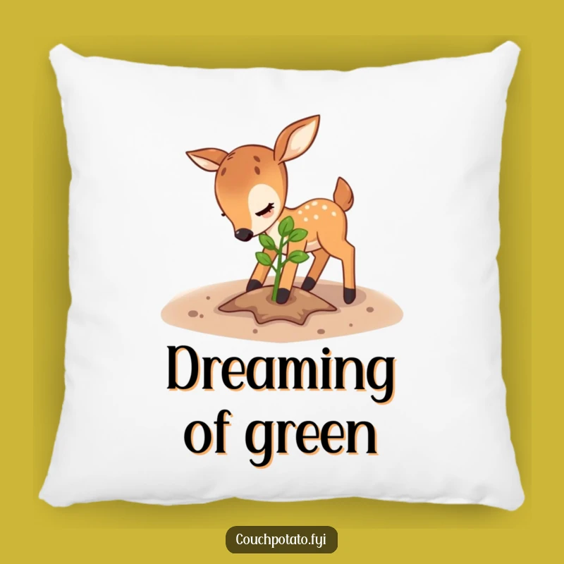 Funny Deer Sapling Pillow: Gentle Gardener, Hilarious Comfort for Nature Lovers