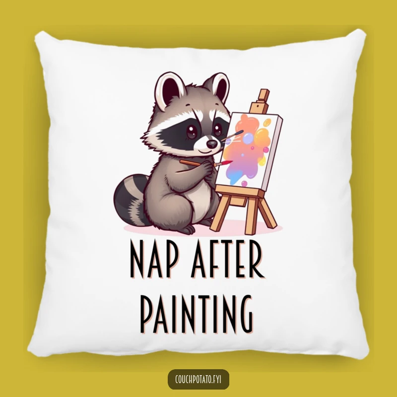 Funny Raccoon Art Pillow - Cozy Accent with Hilarious Creative Vibes