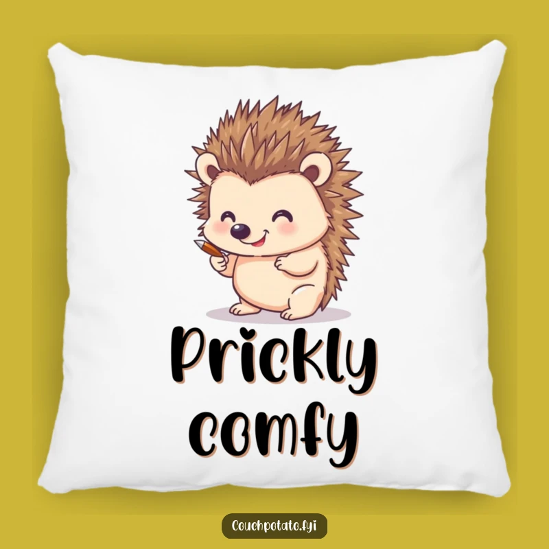 Funny Hedgehog Artist Pillow: Cozy Accent for Art Lovers' Homes