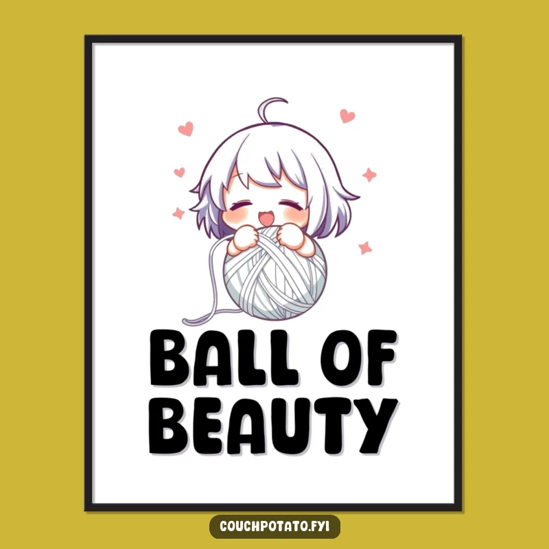 Funny Yarn Winder Digital Art: Instant Neat Ball Print