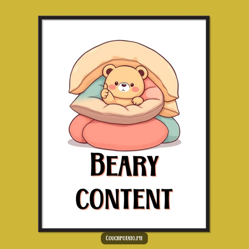 Funny Round Bear Thumbs Up Digital Art - Instant Cheerful Decor