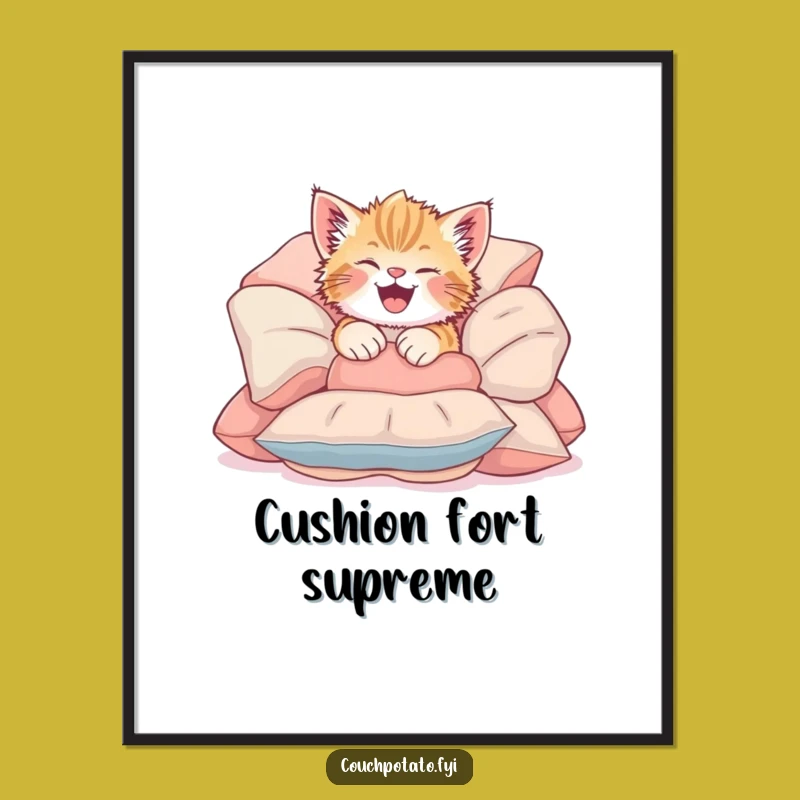 Funny Giggling Kitten Digital Art: Joyful Tumble for Instant Playful Decor Gift
