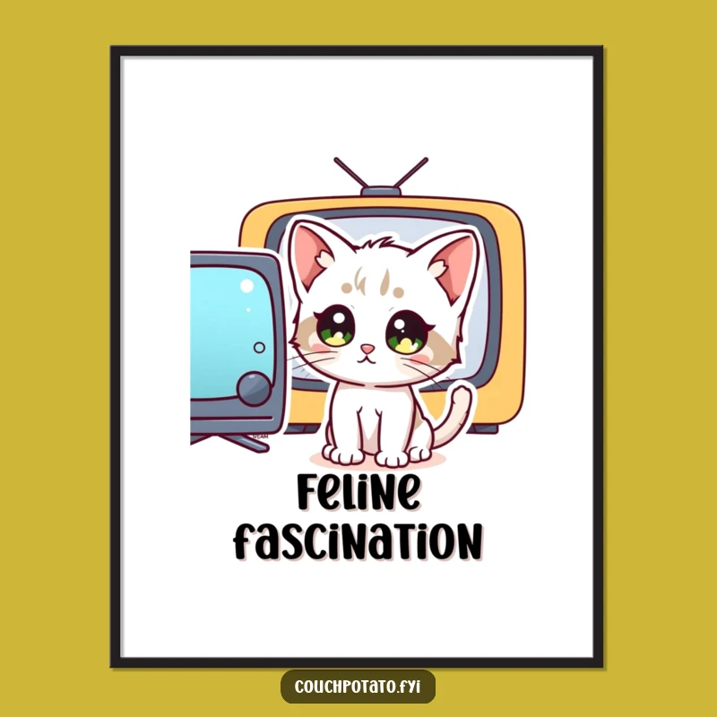 Funny Kitten TV Stare Digital Art: A Hilarious Instant Cat Gift