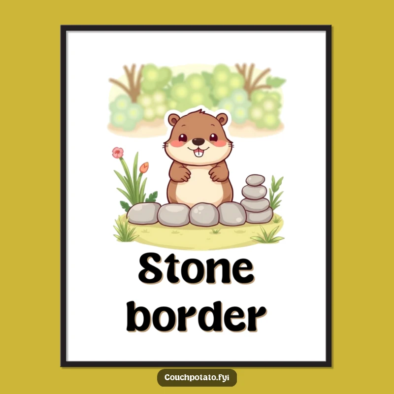 Funny Beaver Garden Digital Art: Busy Builder, Hilarious Printable for Inspiration