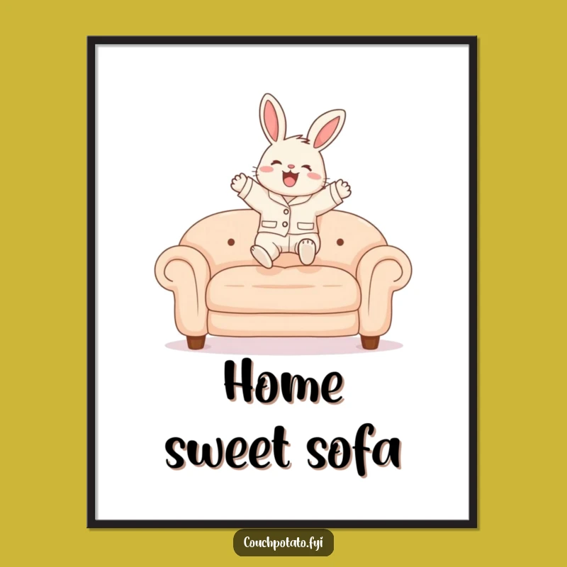Funny Bunny Pajama Digital Art: Cheerful Leap for Instant Room Refresh Gift