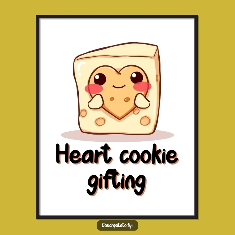 Funny Cream Cheese Heart Cookie Digital Art: Instant Sweetness for Your Walls!