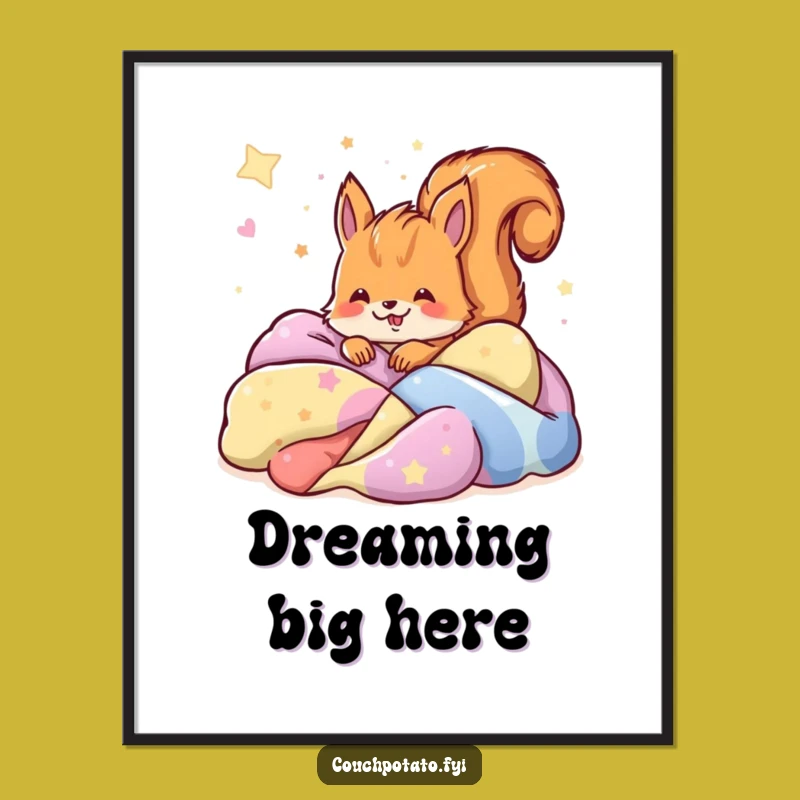 Funny Dreams Squirrel Digital Art: Instant Squirrel Sleeping Decor, Hilarious Gift