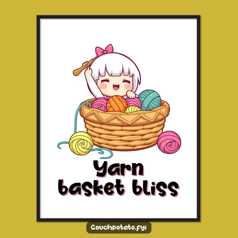 Funny Happy Crocheter Digital Art: Vibrant Artwork of Crafting Bliss, Perfect Gift