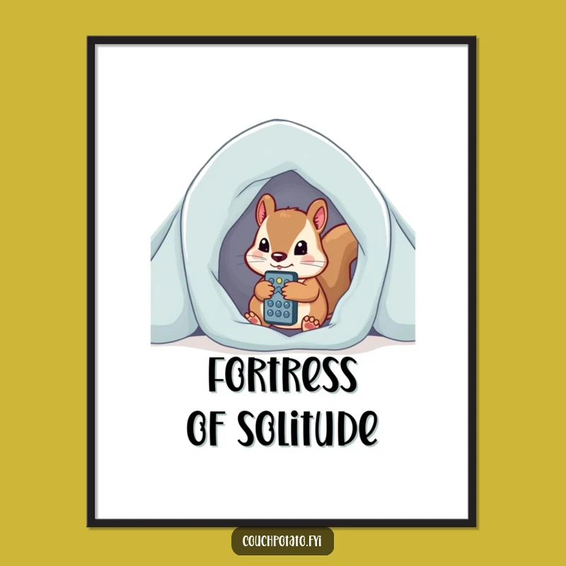 Funny Squirrel Blanket Fort Digital Art - Cozy Gamer Printable Decor