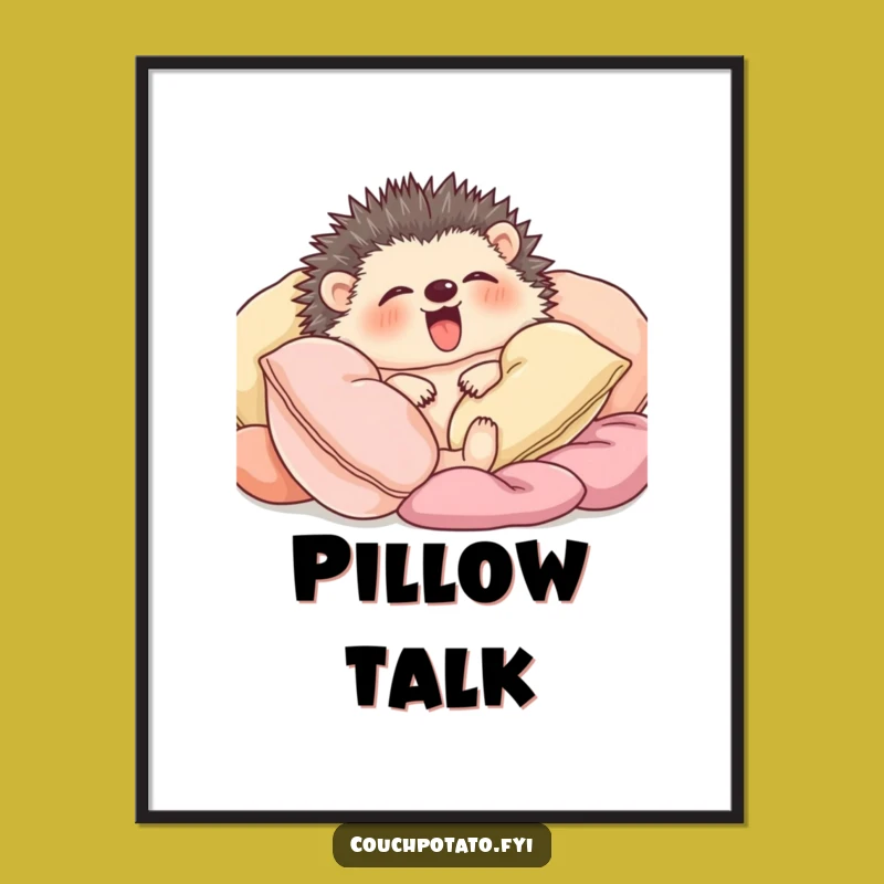 Funny Yawning Hedgehog Digital Art: Instant Hedgehog Relaxing Decor, Hilarious Gift