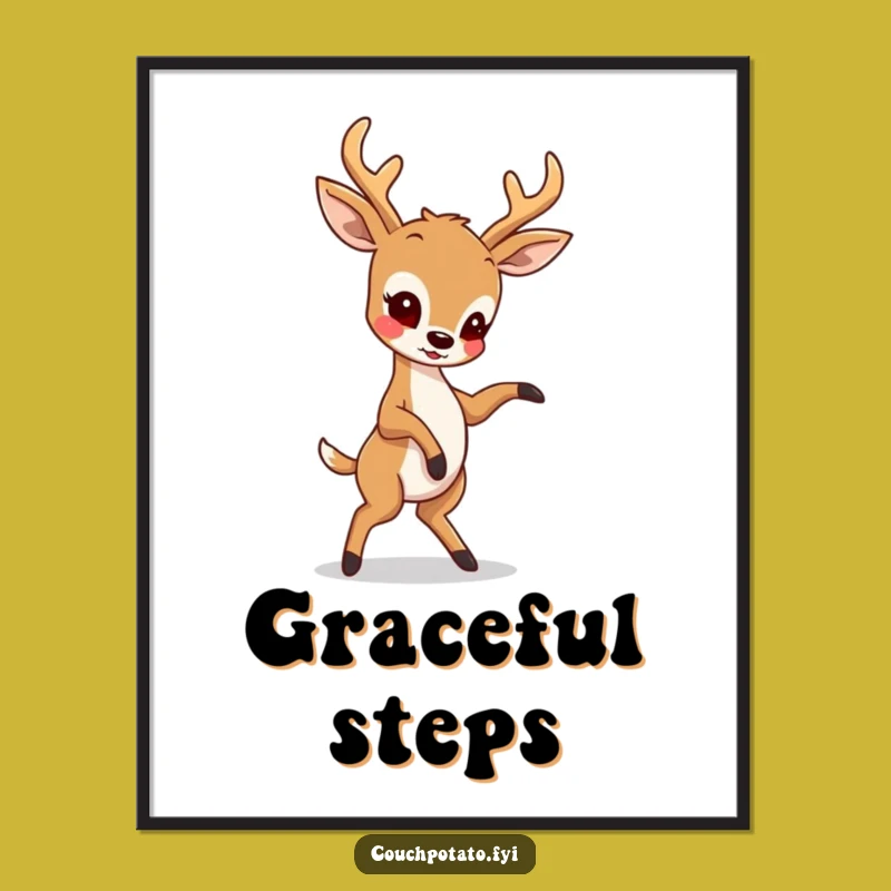Funny Deer Dancer Digital Art: Instant Download Hilarious Animal Dance Decor