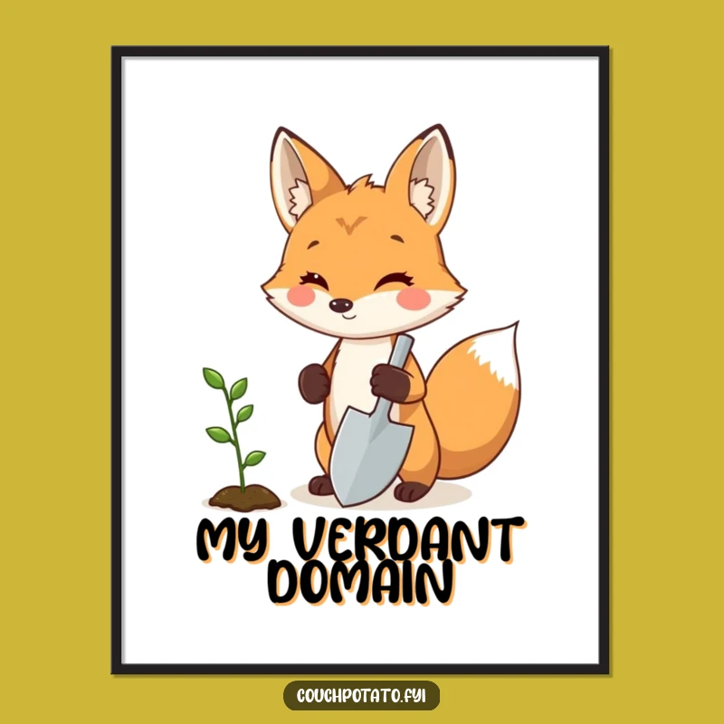 Funny Fox Gardener Digital Art - Proud Sprout Holder Print for Plant Lovers