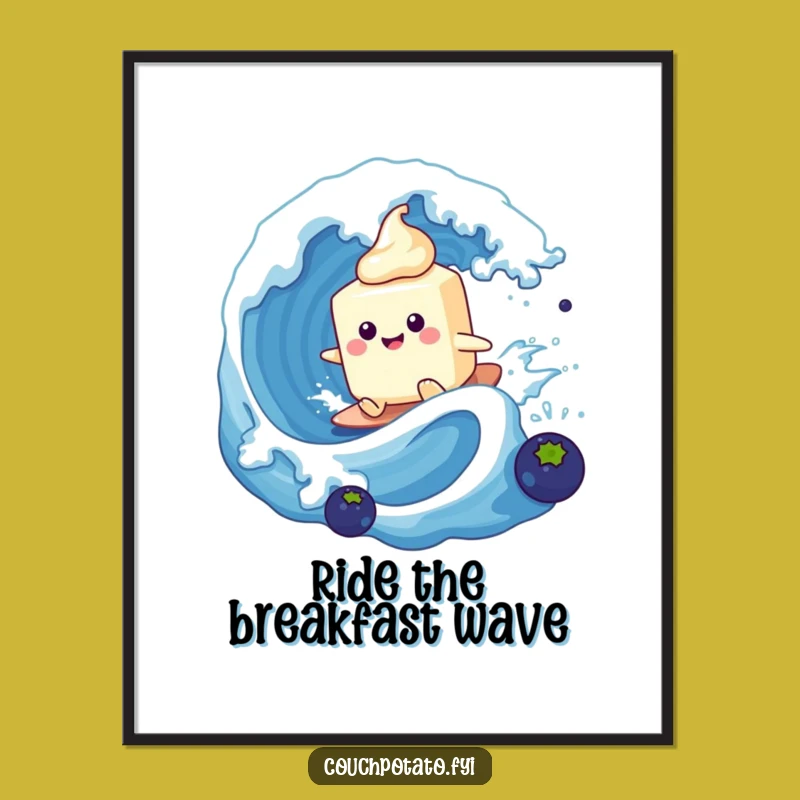 Funny Cream Cheese Surfing Digital Art: Instant Beach Vibes for Your Walls!