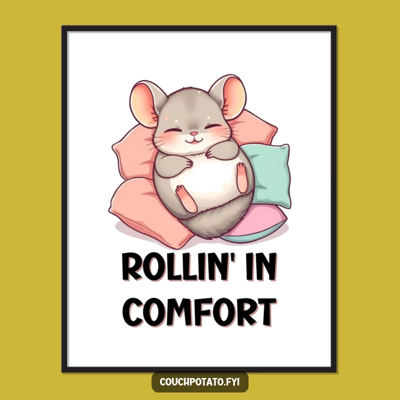Funny Chinchilla Digital Art: Happy Roll for Instant Cheerful Decor Gift