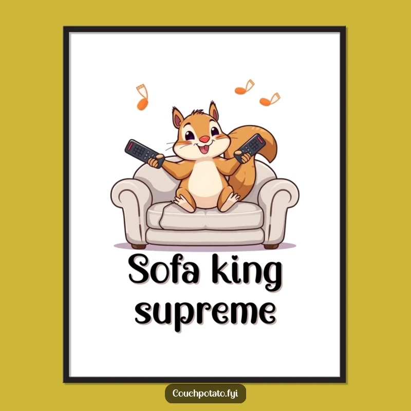 Funny Squirrel Juggling Remotes Digital Print: Instant Laughs, Perfect Funny Gift