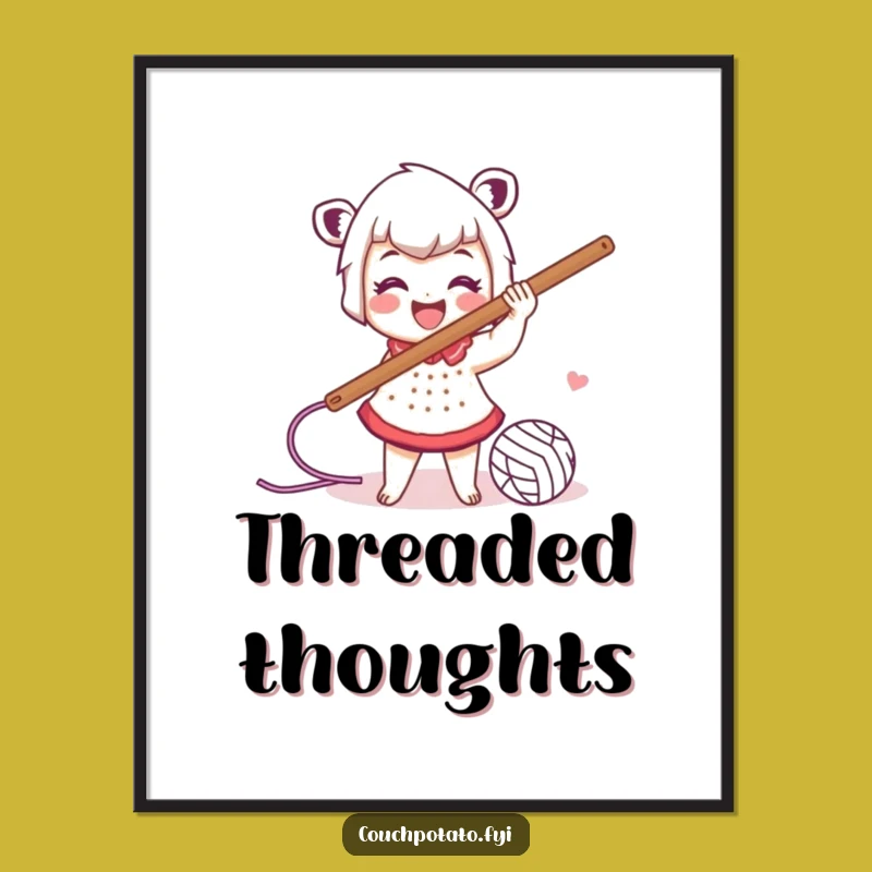 Funny Crocheter Action Digital Art: Instant Craft Energy Print