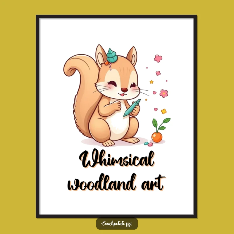 Funny Creative Squirrel Art Digital Print: Whimsical Squirrel Crafting Decor