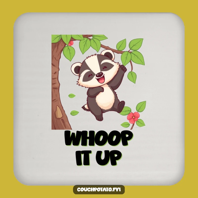 Funny Badger Vine Swing Coaster: Protect Surfaces with Joy, Unique Funny Gift