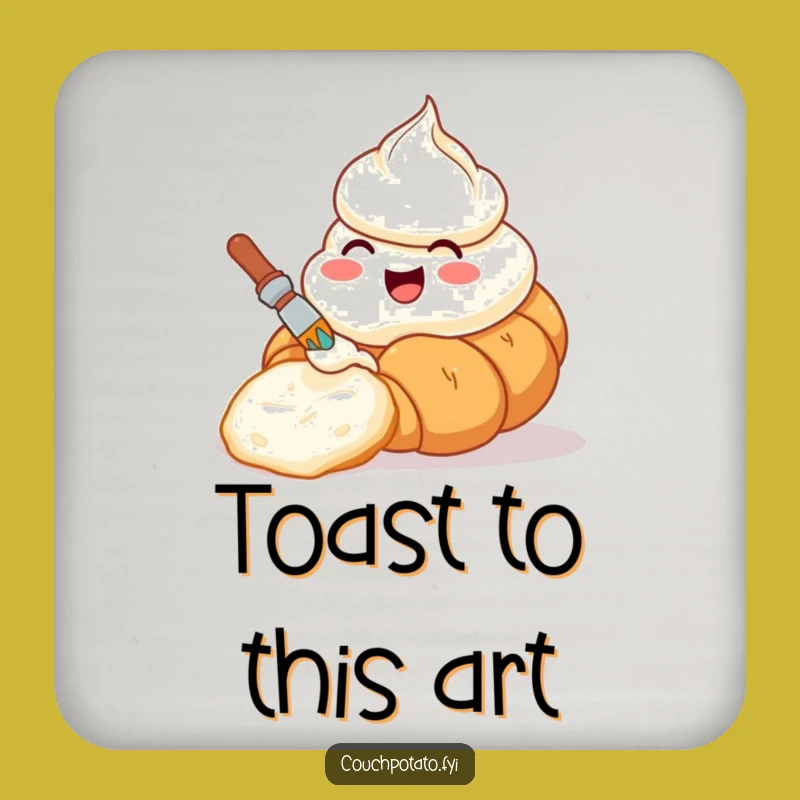 Funny Cream Cheese Croissant Coaster - Protect Surfaces Artfully, Great Gift